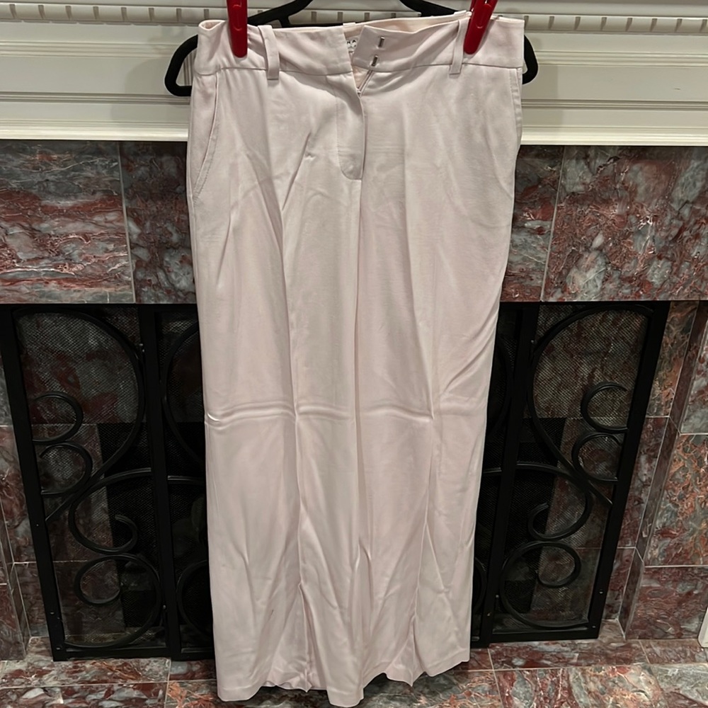 Silk wool viscose blend wide leg pant